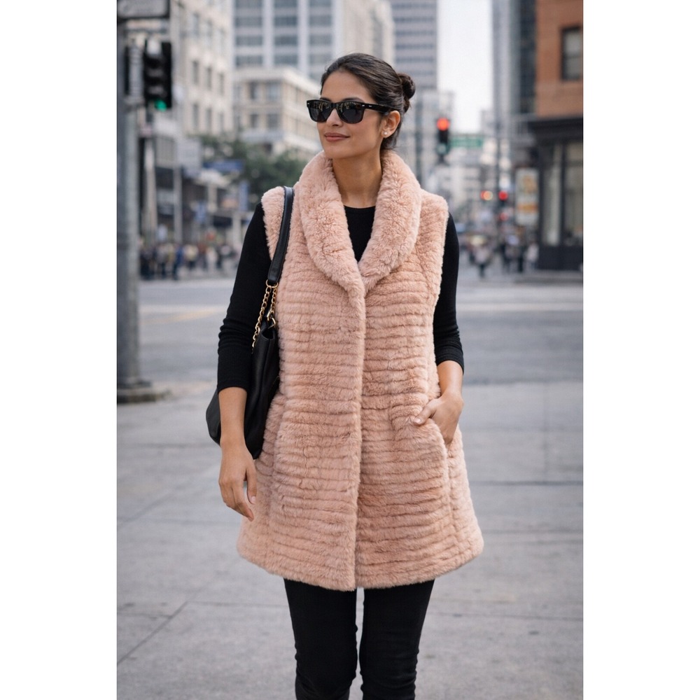 kandipiel SPAIN Faux Fur Vest Shawl Collar Lightweight Outerwear XL